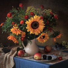 Схема вышивки «подсолнухи и чернобрывцы»