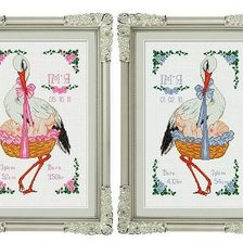 Схема вышивки «метрика для девочки и мальчика»