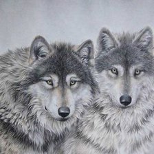 Схема вышивки «пара волков»