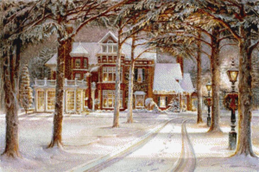 Загородний дом зимой - зима, дом - предпросмотр