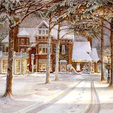 Схема вышивки «Загородный дом зимой»