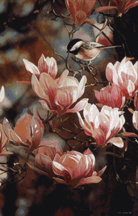 Синица - синицы, цветы - предпросмотр