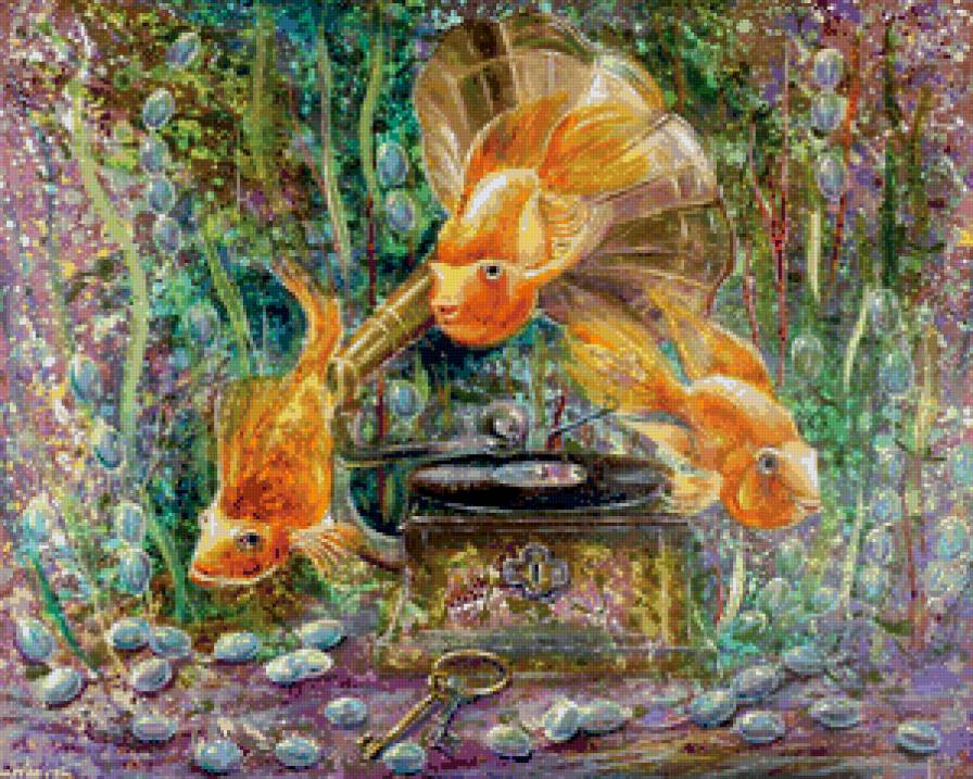 золотые рыбки - рыбки, богатства, море, сокровище, золото, дно - предпросмотр