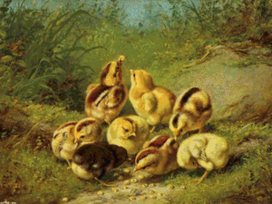 цыплята - животные, цыплята, живопись, детское, птицы - предпросмотр