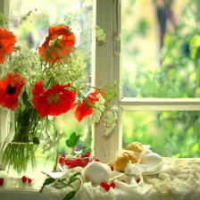 Схема вышивки «Маки на окне»