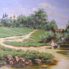 Схема вышивки «в деревне»