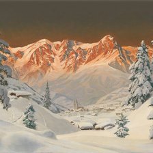 Схема вышивки «закат в зимних горах»