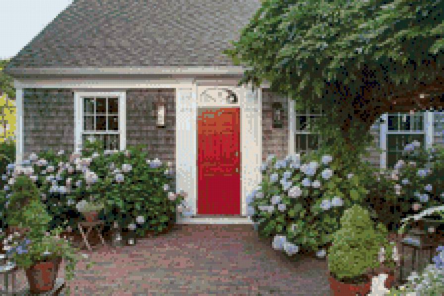 Задний дворик - дом, весна, цветы, двор - предпросмотр