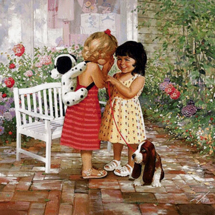 дети - дети девочки собака - предпросмотр