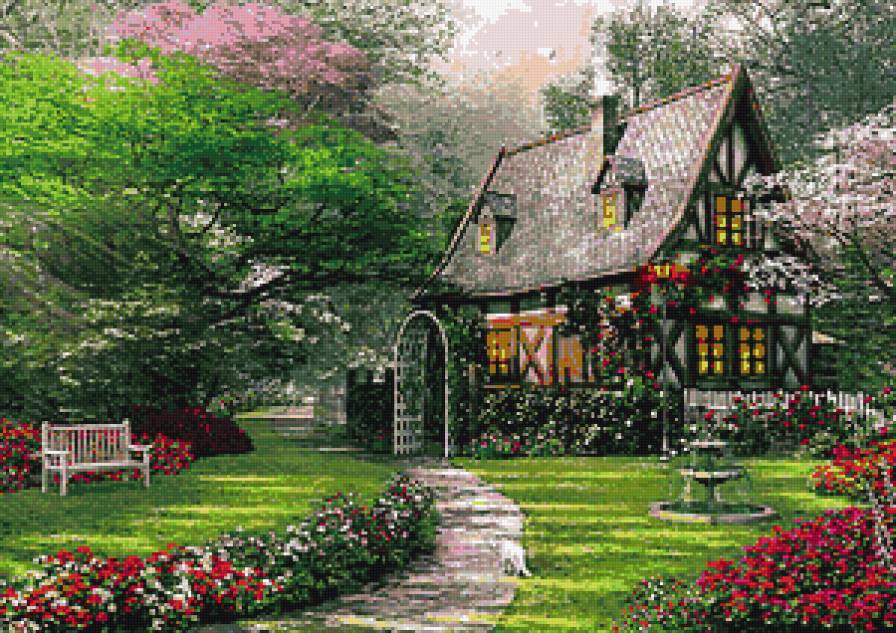 Домик - сад, природа, весна, лето, пейзаж, домик - предпросмотр