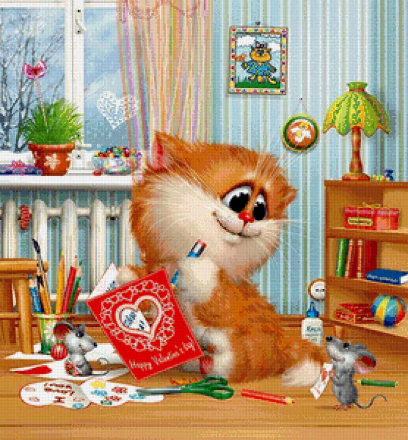 Валентинка - детские, открытки, кот, праздник, котик - предпросмотр