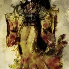 Схема вышивки «японка в кимоно»