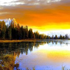 Схема вышивки «Закат на озере»