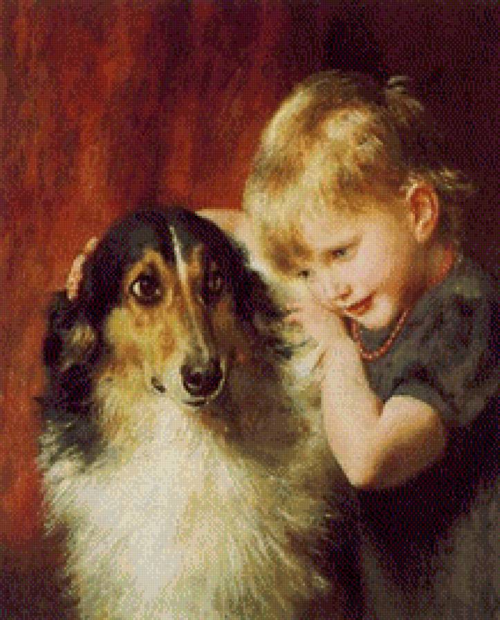 девочка с колли - собака., девочка - предпросмотр