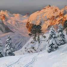 Схема вышивки «закат в горах»