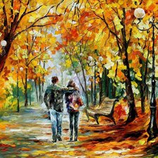 Схема вышивки «двое в осеннем парке»