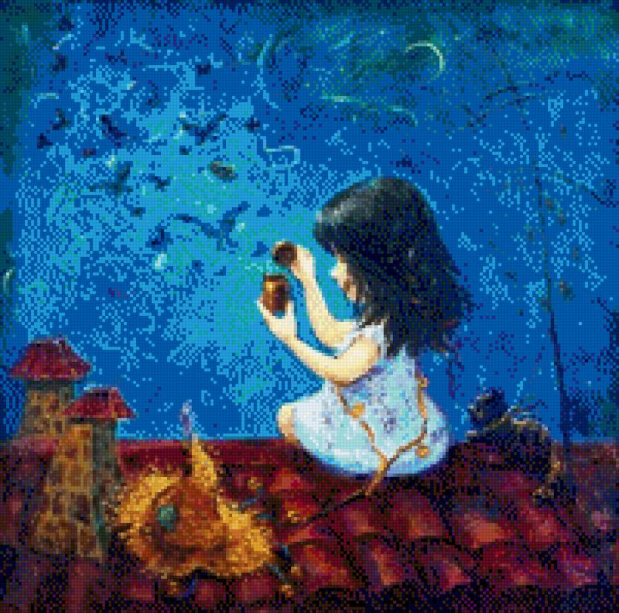 девочка - дети, ночь, фэнтези, девочка - предпросмотр