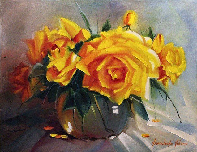 розы - розы, букет, цветы, живопись - оригинал