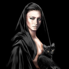 Схема вышивки «девушка с кошкой»