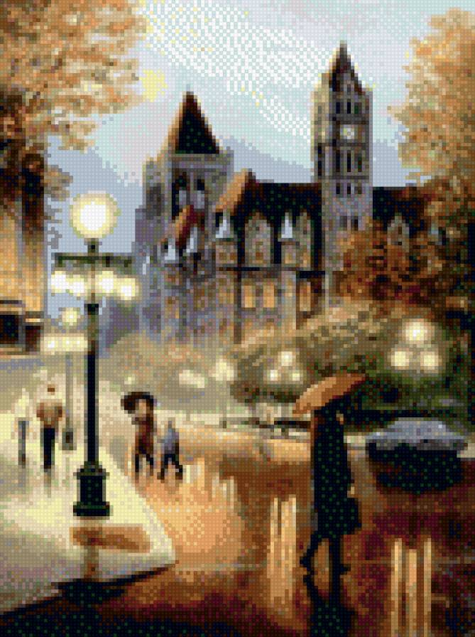 Город - туман, улица, пейзаж, дождь, город - предпросмотр