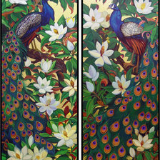 Схема вышивки «павлины»