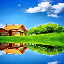 Схема вышивки «Домик на берегу»