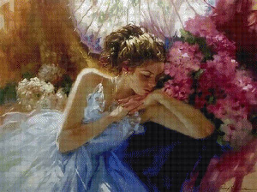 №863835 - девушка, сон, цветы - предпросмотр