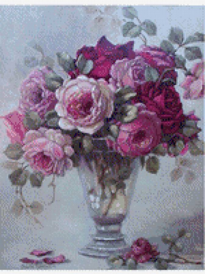 Розы в вазе - предпросмотр