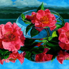 Схема вышивки «алые цветы в стекле»