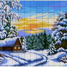 Схема вышивки «Одинокая избушка»