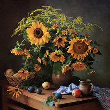 Схема вышивки «натюрморт с подсолнухами»