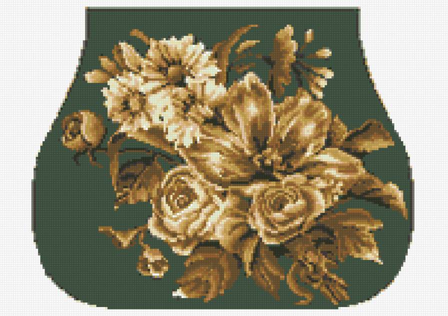 сумочка под бисер - цветы.сумочка.монохром - предпросмотр