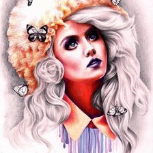 Схема вышивки «Девушка с бабочками8»