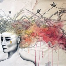 Схема вышивки «Девушка с бабочками9»