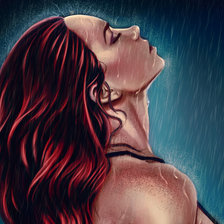 Схема вышивки «девушка под дождём»