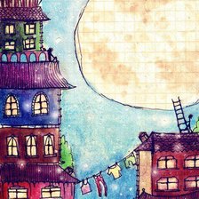 домик с луной