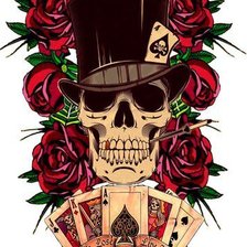 Схема вышивки «череп в шляпе»
