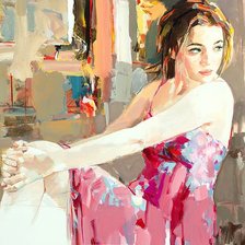 Схема вышивки «задумчивая девушка»