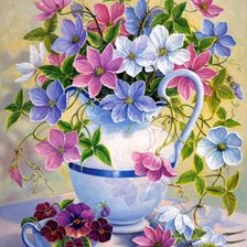 Схема вышивки «ваза с клематисами»