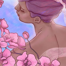 девушка и орхидеи