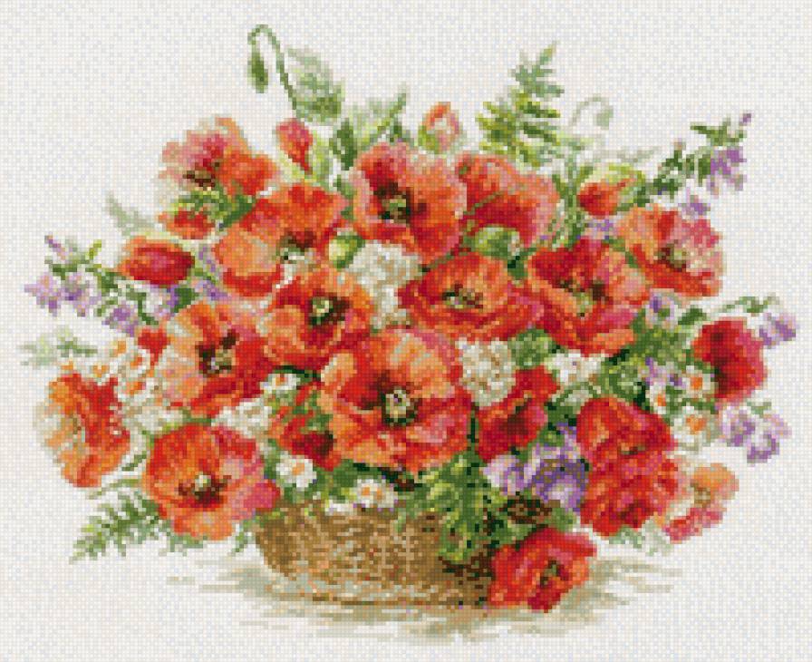 цветы  в корзине - маки, цветы - предпросмотр