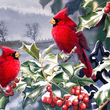 Схема вышивки «красные птички»