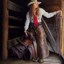 Схема вышивки «Девушка ковбой»