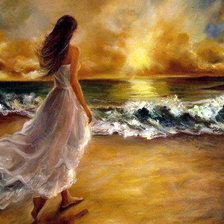 Схема вышивки «девушка и море»