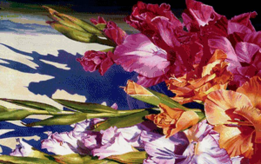 гладиолусы - гладиолусы, панно, цветы, картина, лето - предпросмотр