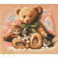Схема вышивки «Мишка с котятами»