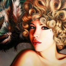 Схема вышивки «девука с перьями»