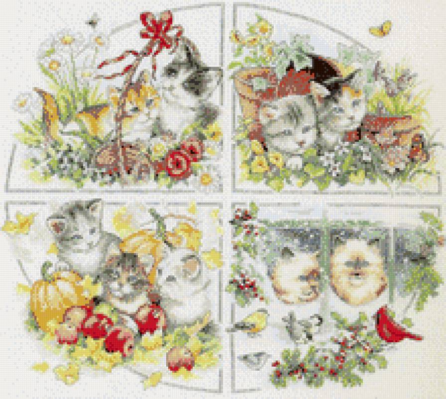 Времена года1 - весна, коты, осень, зима, лето - предпросмотр