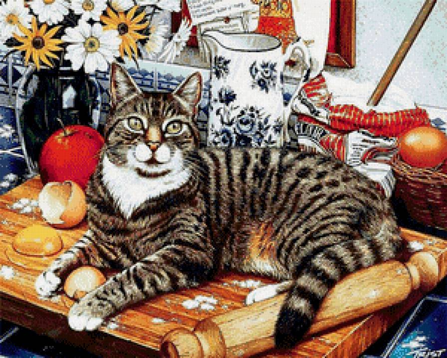 помог от души - еда, кухня, кот, помощь - предпросмотр