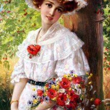 Схема вышивки «Девушка на отдыхе»